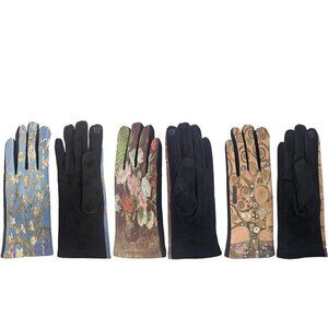 Women Winter Fall Gloves, Touchscreen Warm Art Print Outdoor Fashion 3 Pairs NEW